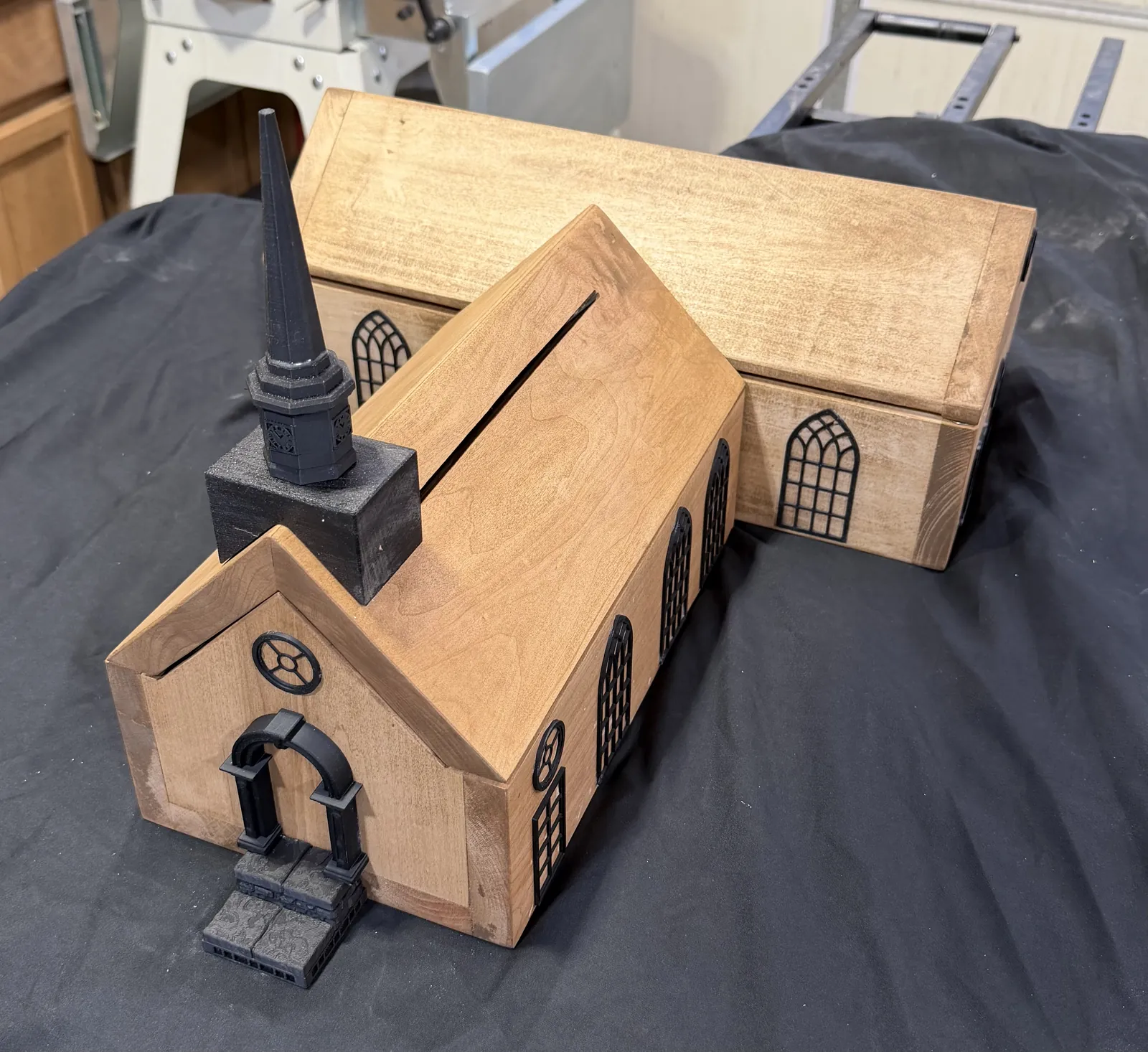 Church card box, Maple chapel for wedding cards
